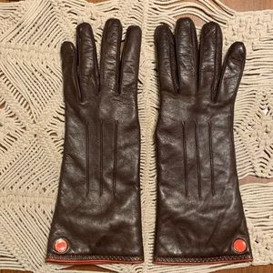 Coach Brown Leather Cashmere Lined Gloves